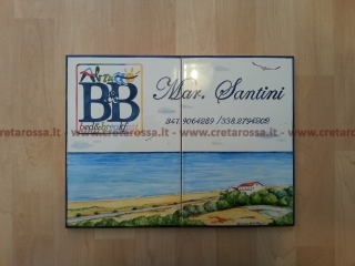 cod.art: bb18 - Pannello in ceramica cm 30x40 con decoro e scritte personalizzate in base alla richiesta del cliente . 